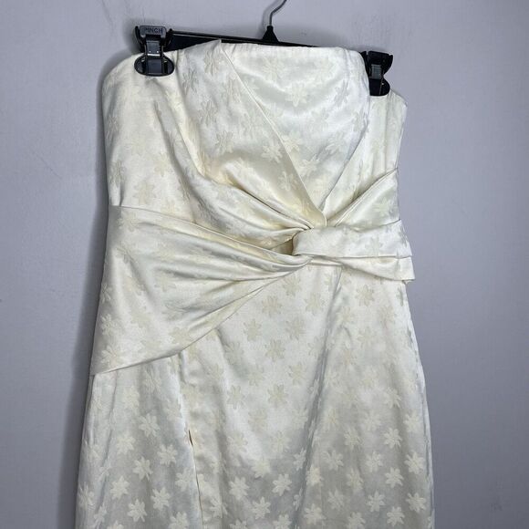 C/MEO Collective Elate Midi Dress Women Large Pale Yellow Floral Brocade Sheath - Picture 6 of 13